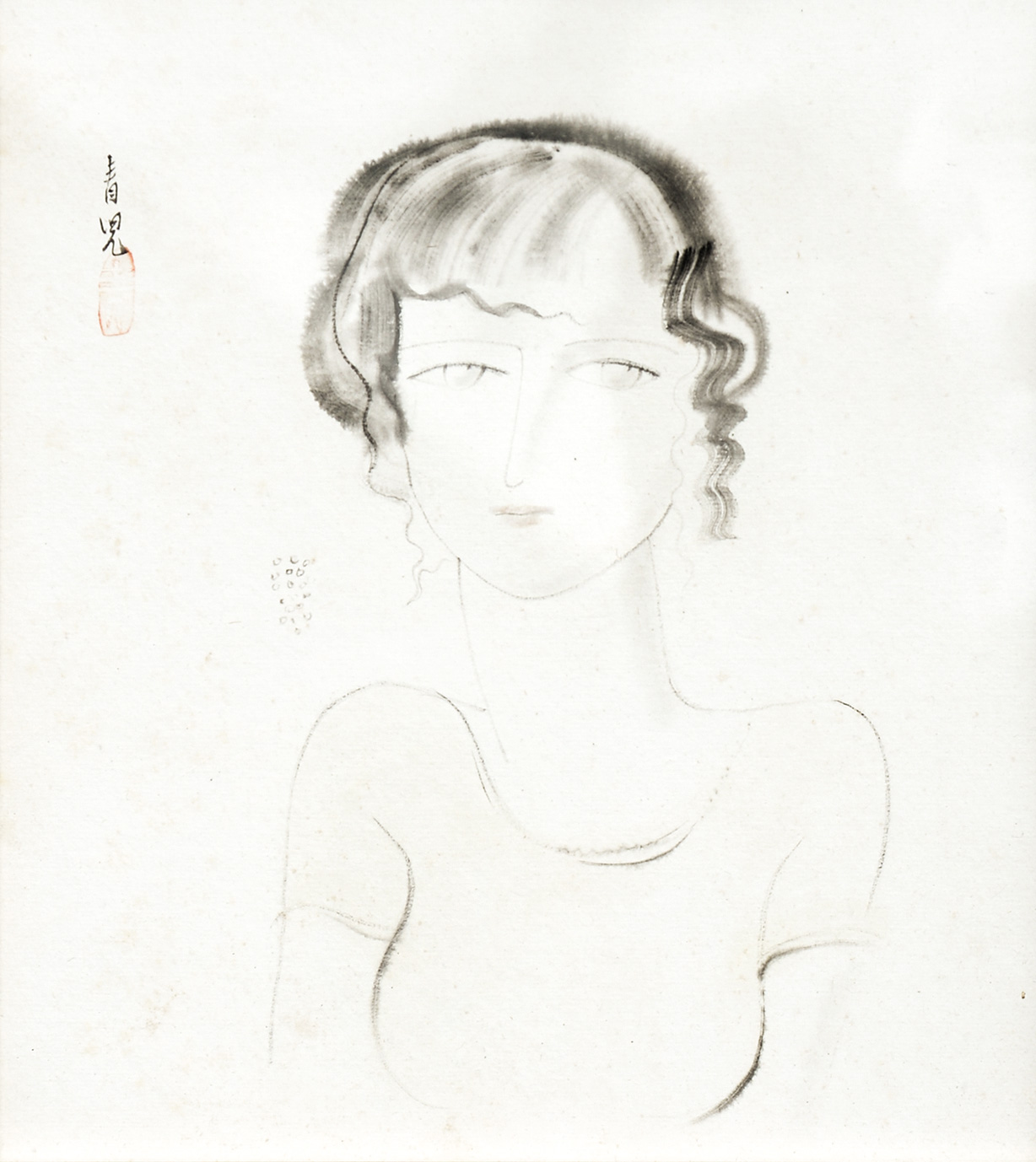 画像1: 東郷青児色紙額「婦人像」