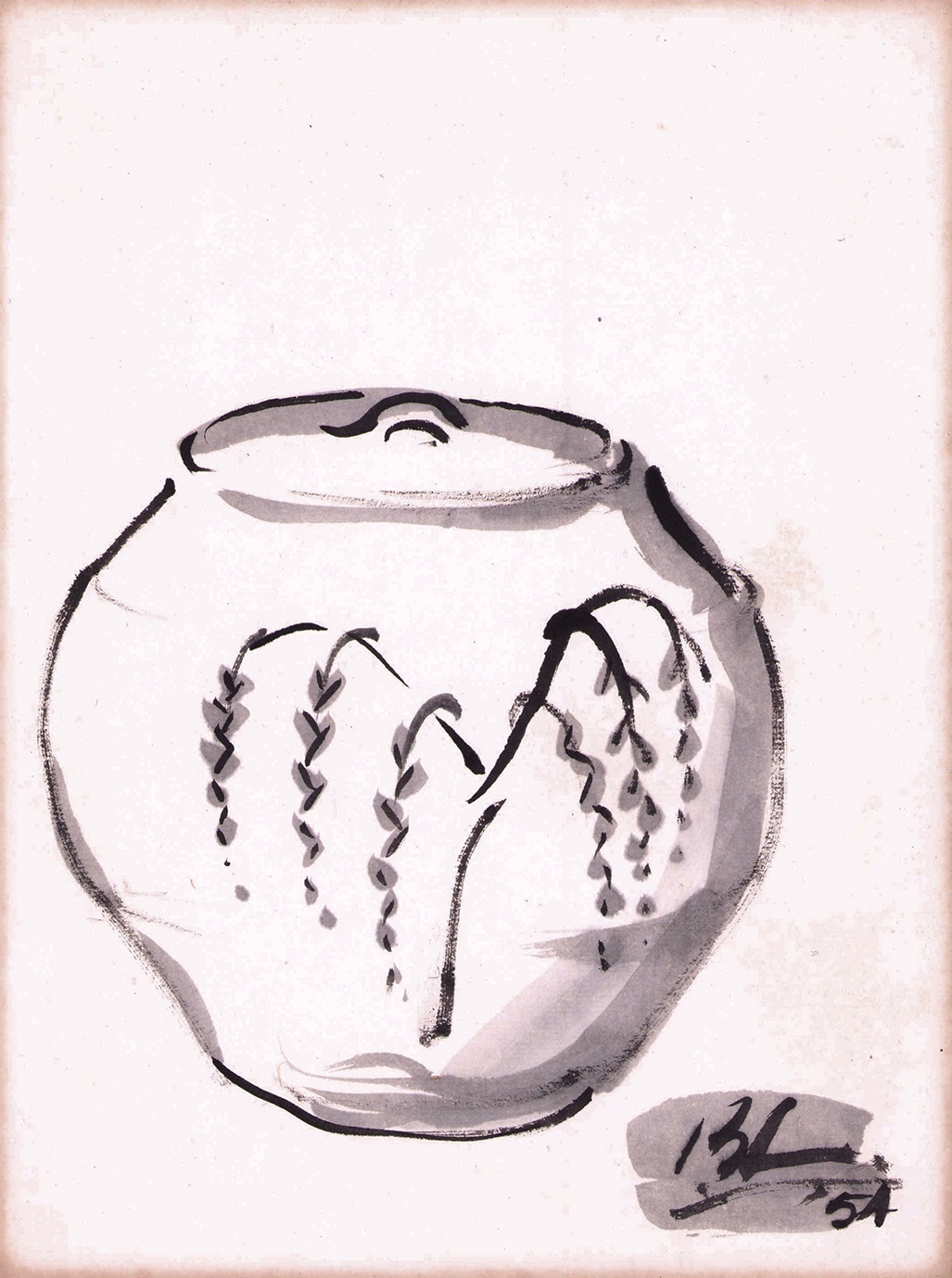 画像1: バーナード・リーチ画額「柳文壷」