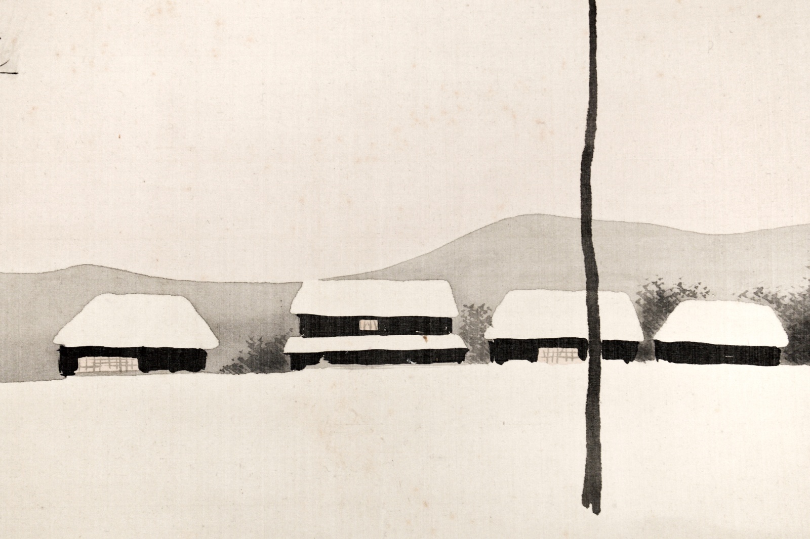 画像: 寺崎広業画幅「雪景山水」