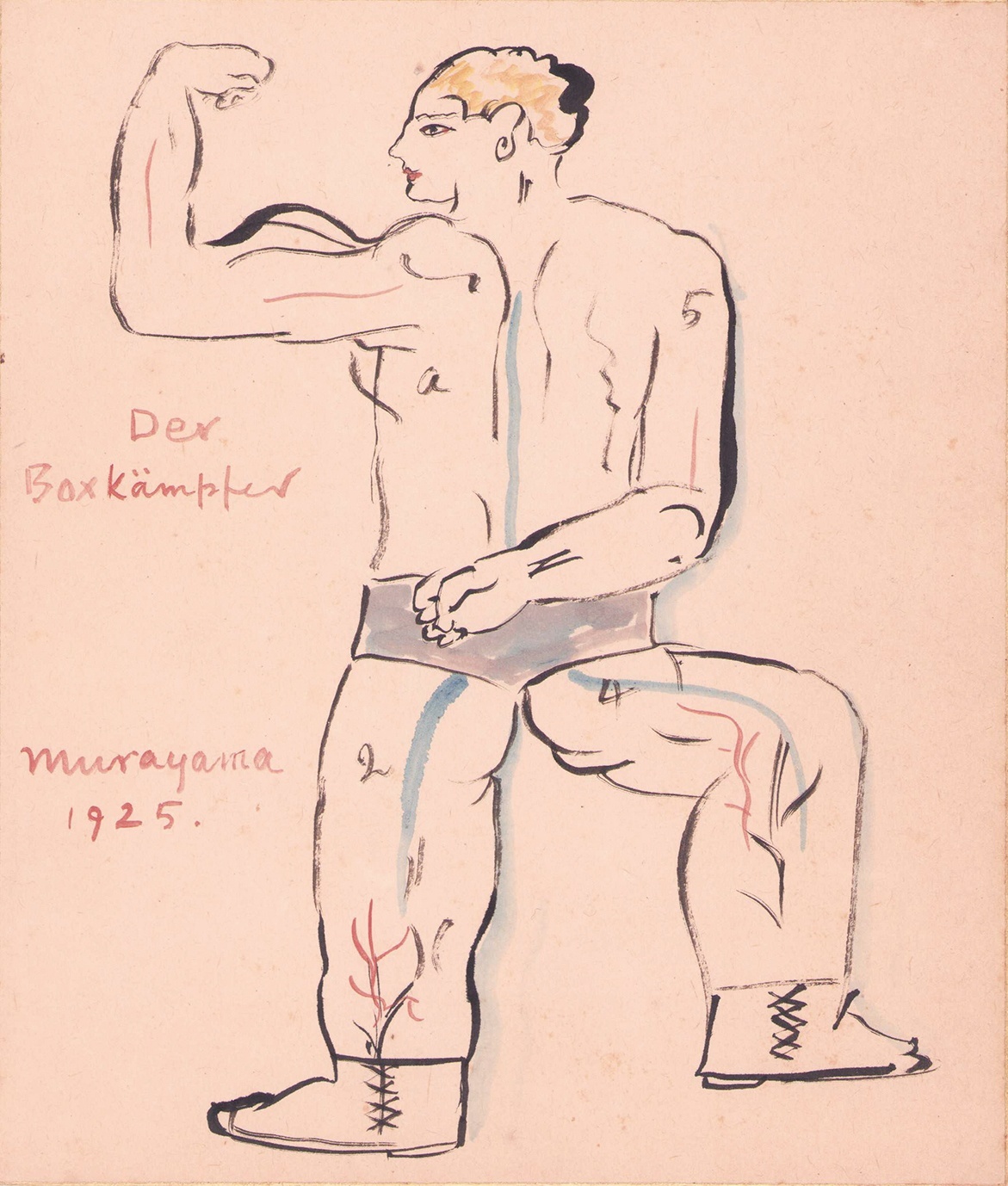 画像1: 村山知義色紙「ボクサー」