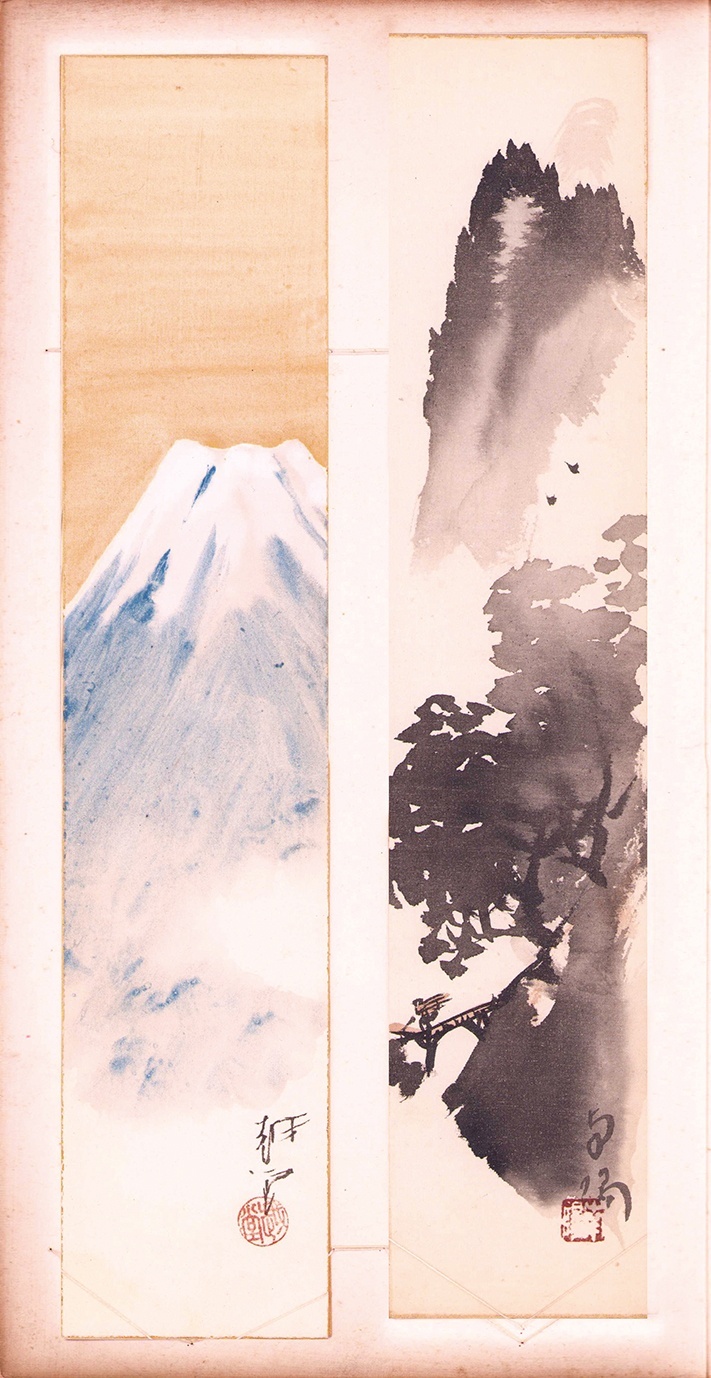 画像1: 尾竹越堂・矢沢弦月他幅広絵短冊帖