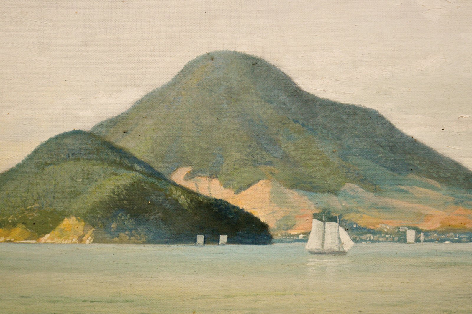 画像: 下村爲山油彩額「高山港遠望」