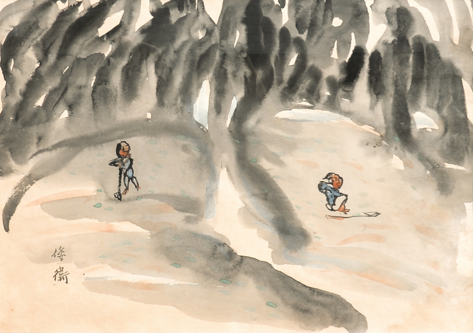 画像1: 林倭衛画額「農作業」