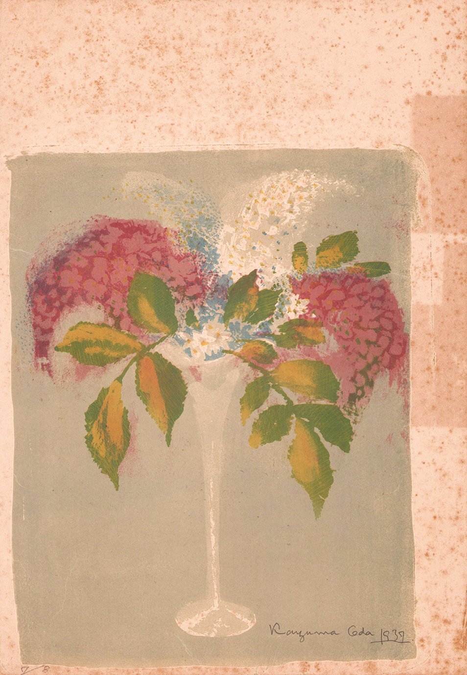 画像1: 織田一磨石版画「花」