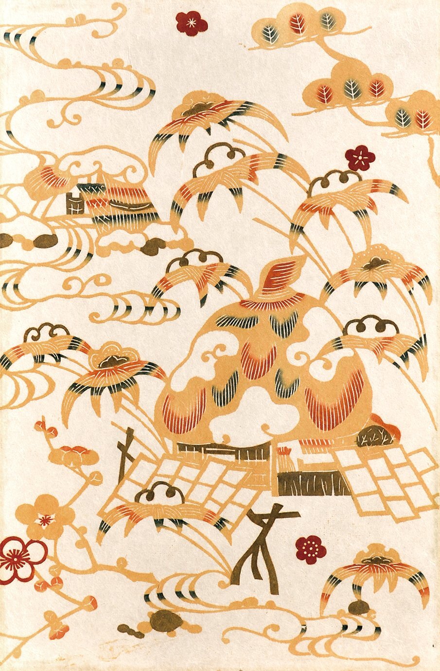 画像1: 芹沢型絵染額「伊作紙漉」