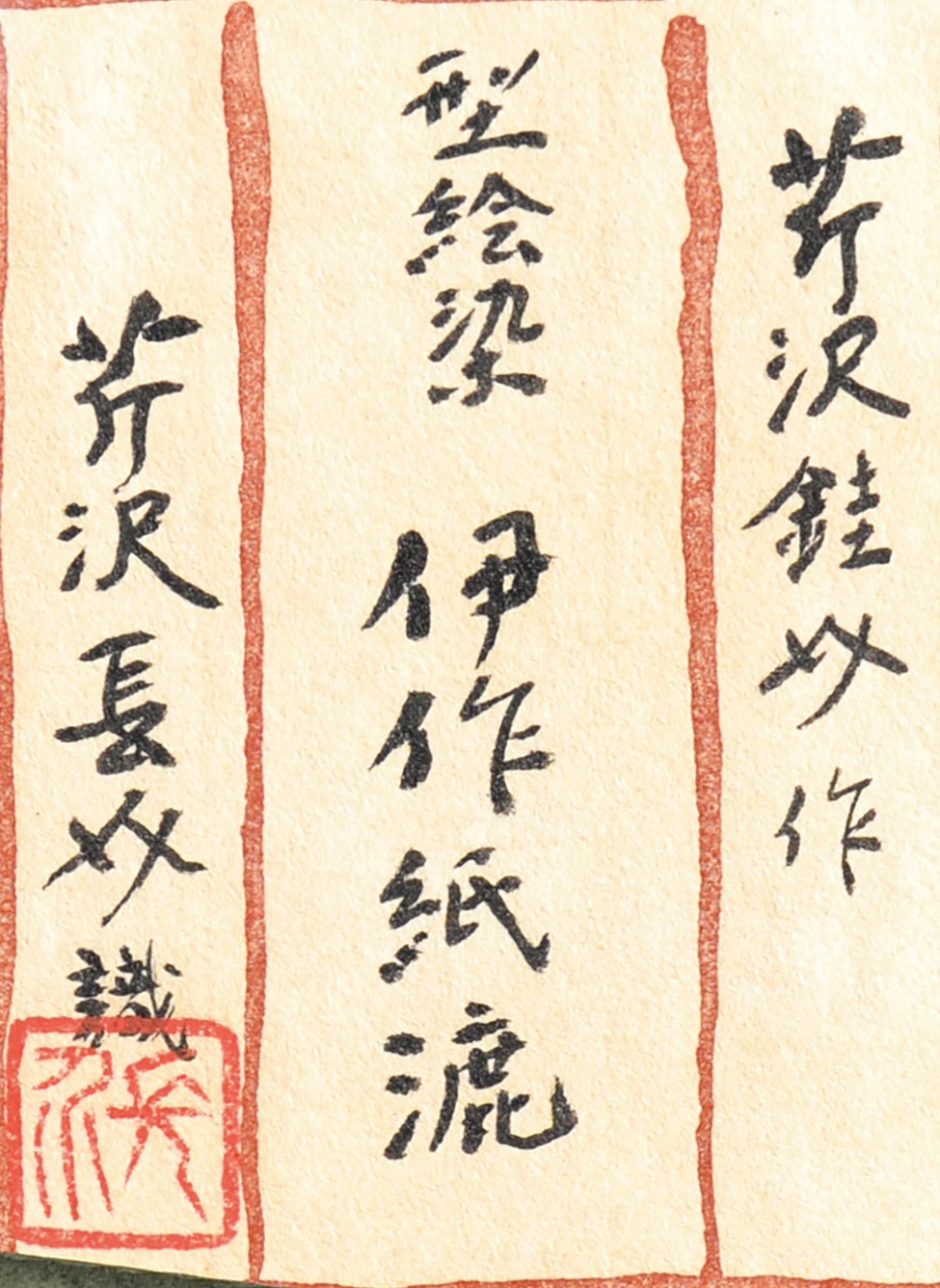 画像: 芹沢型絵染額「伊作紙漉」