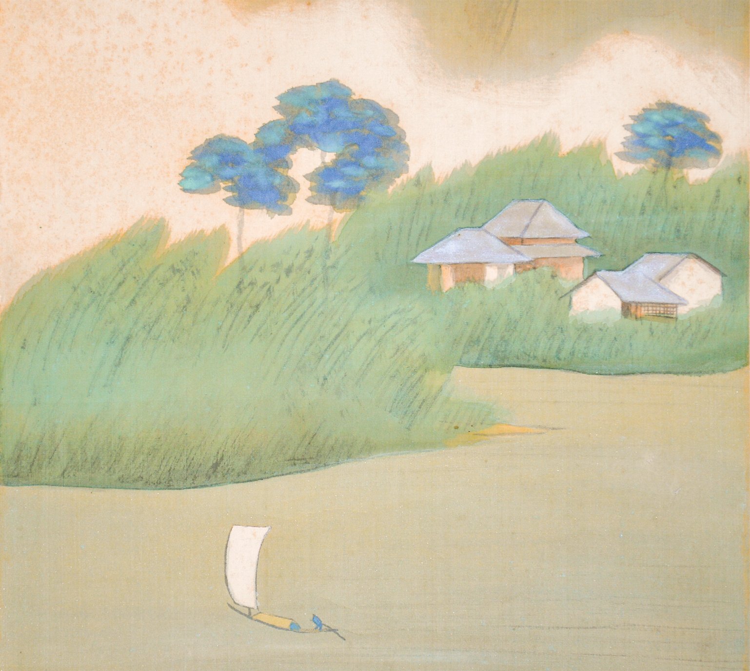 画像: 小野竹喬画幅「江辺の夏」