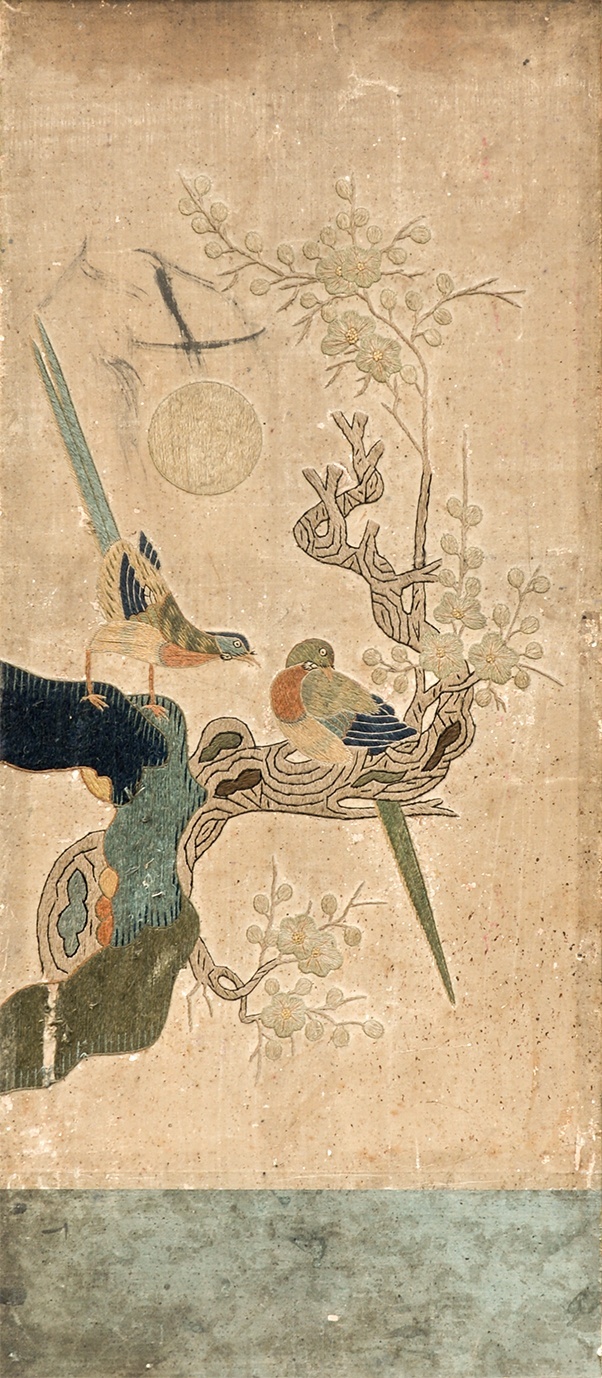 画像: 李朝刺繡画花鳥屏風８曲１隻