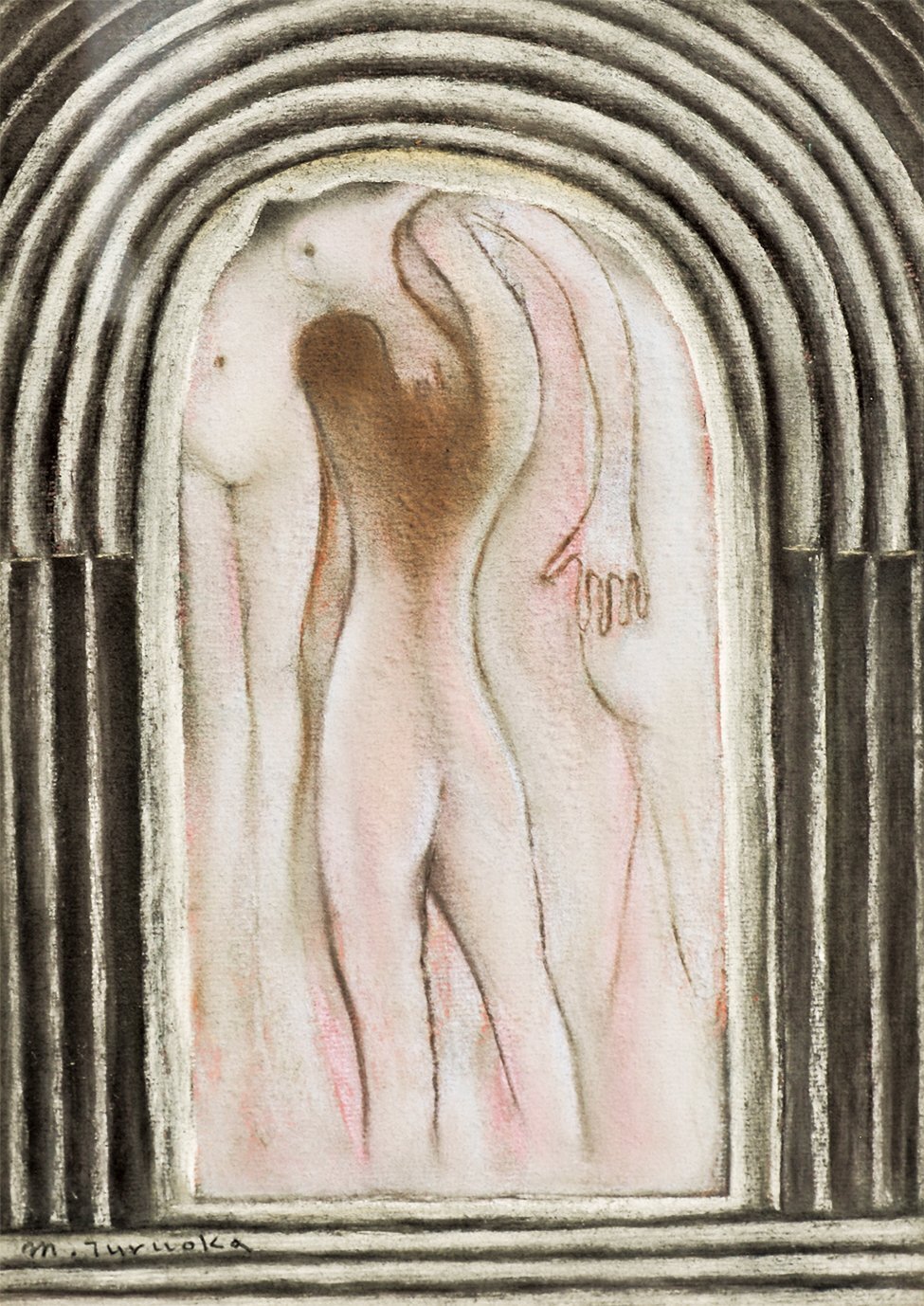 画像1: 鶴岡政男画額「裸婦立像」