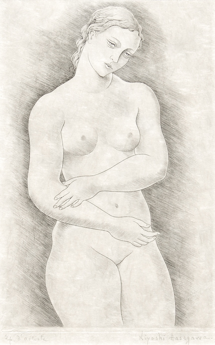 画像1: 長谷川潔銅版画額「裸婦」