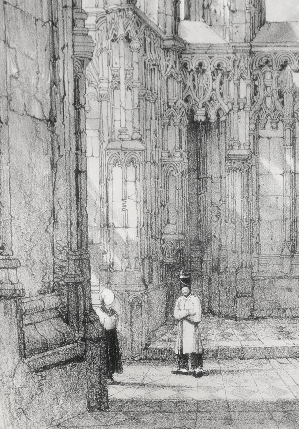 画像: サミュエル・プラウト石版画額「アンボワーズ城塞教会堂」