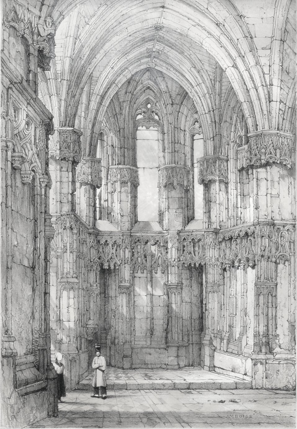 画像1: サミュエル・プラウト石版画額「アンボワーズ城塞教会堂」