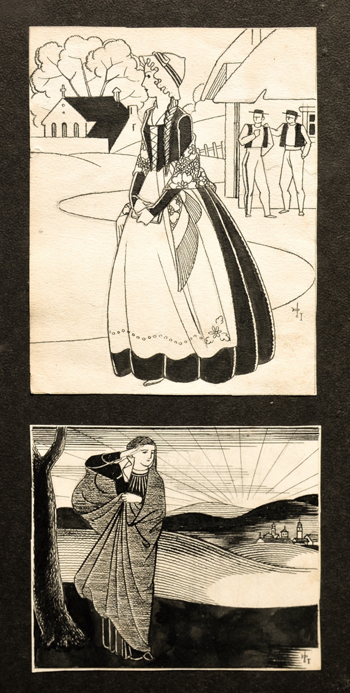 画像: 蕗谷虹児挿絵画稿６枚額「人魚のお姫さま」