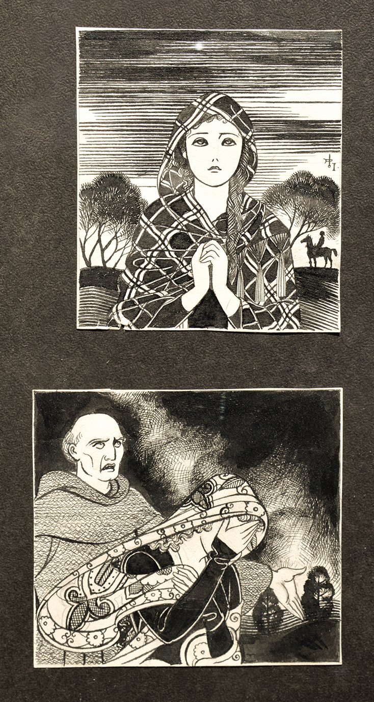 画像: 蕗谷虹児挿絵画稿６枚額「人魚のお姫さま」