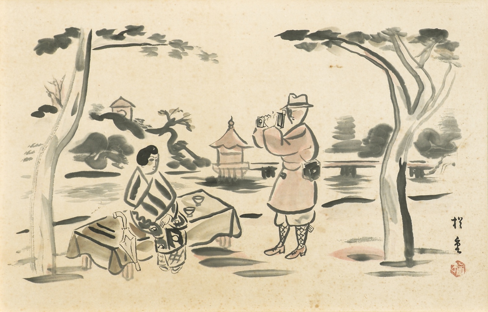 画像1: 小出楢重画額「めでたき風景挿絵画稿」