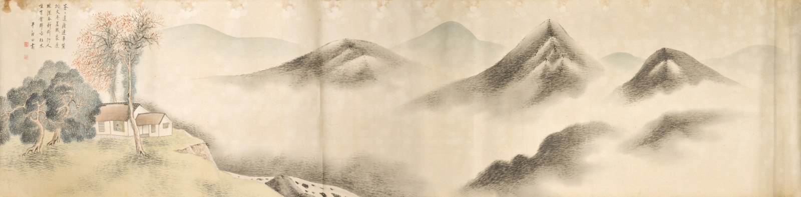 画像1: 岡田半江大作画巻まくり「山水図」