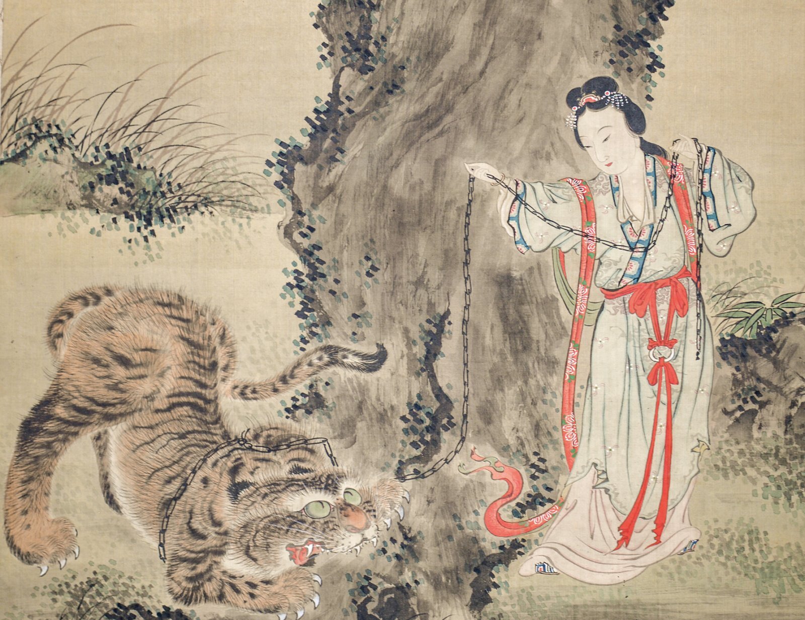 画像: 福田半香画幅「神仙虎獏」