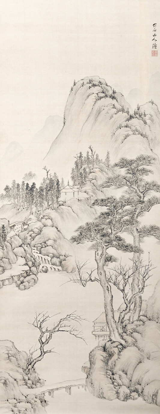 画像: 野呂介石画幅双幅「春秋山水図」