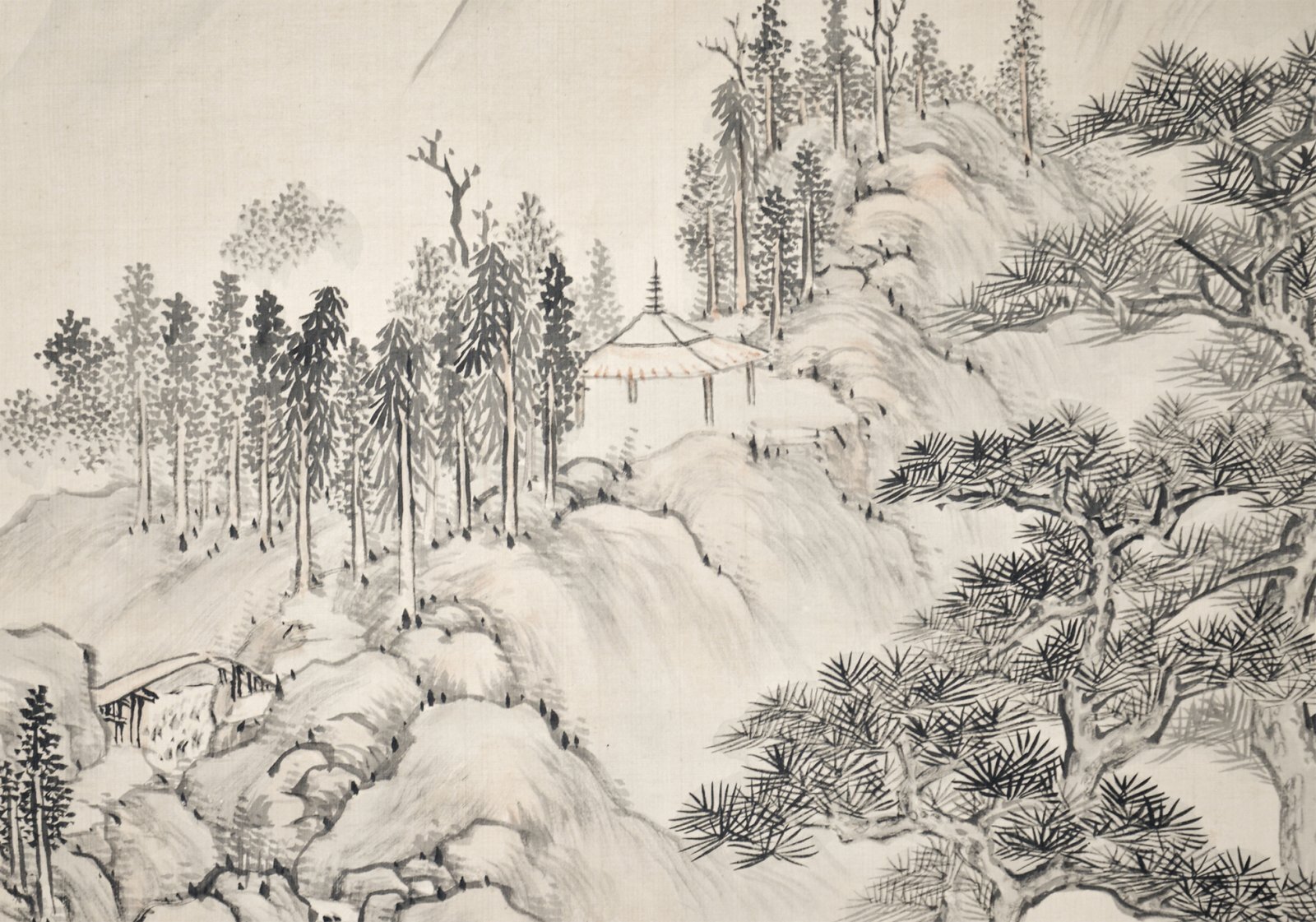 画像: 野呂介石画幅双幅「春秋山水図」