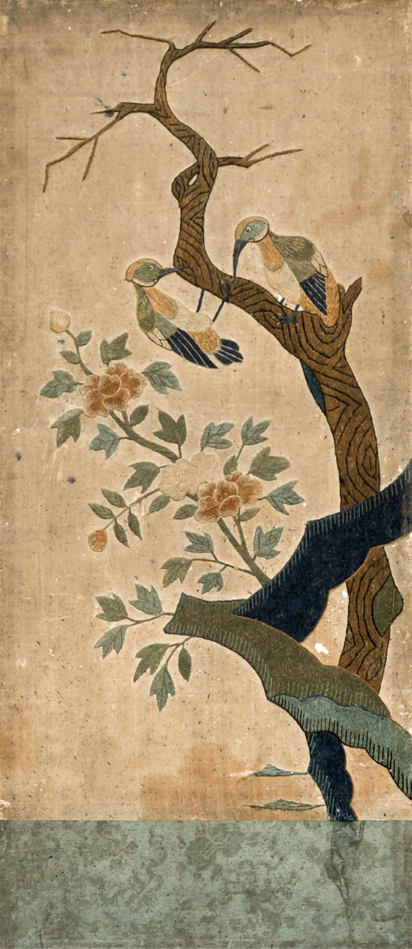 画像: 李朝刺繍画花鳥屏風８曲１隻