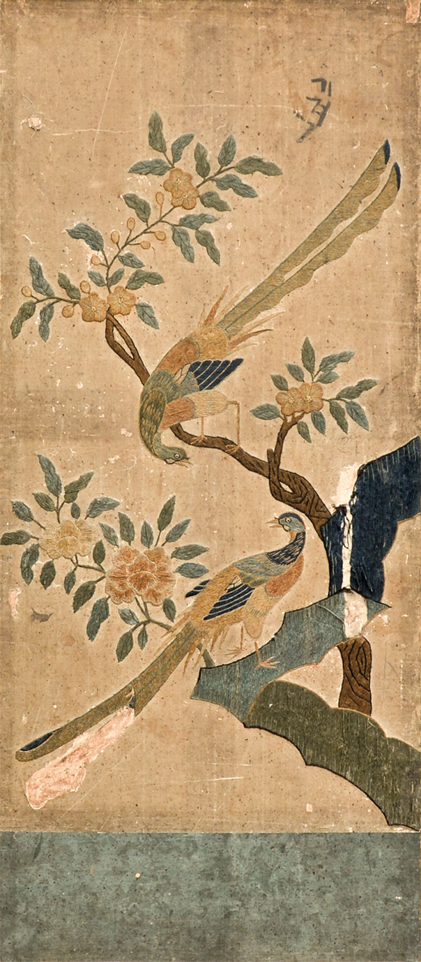 画像: 李朝刺繍画花鳥屏風８曲１隻