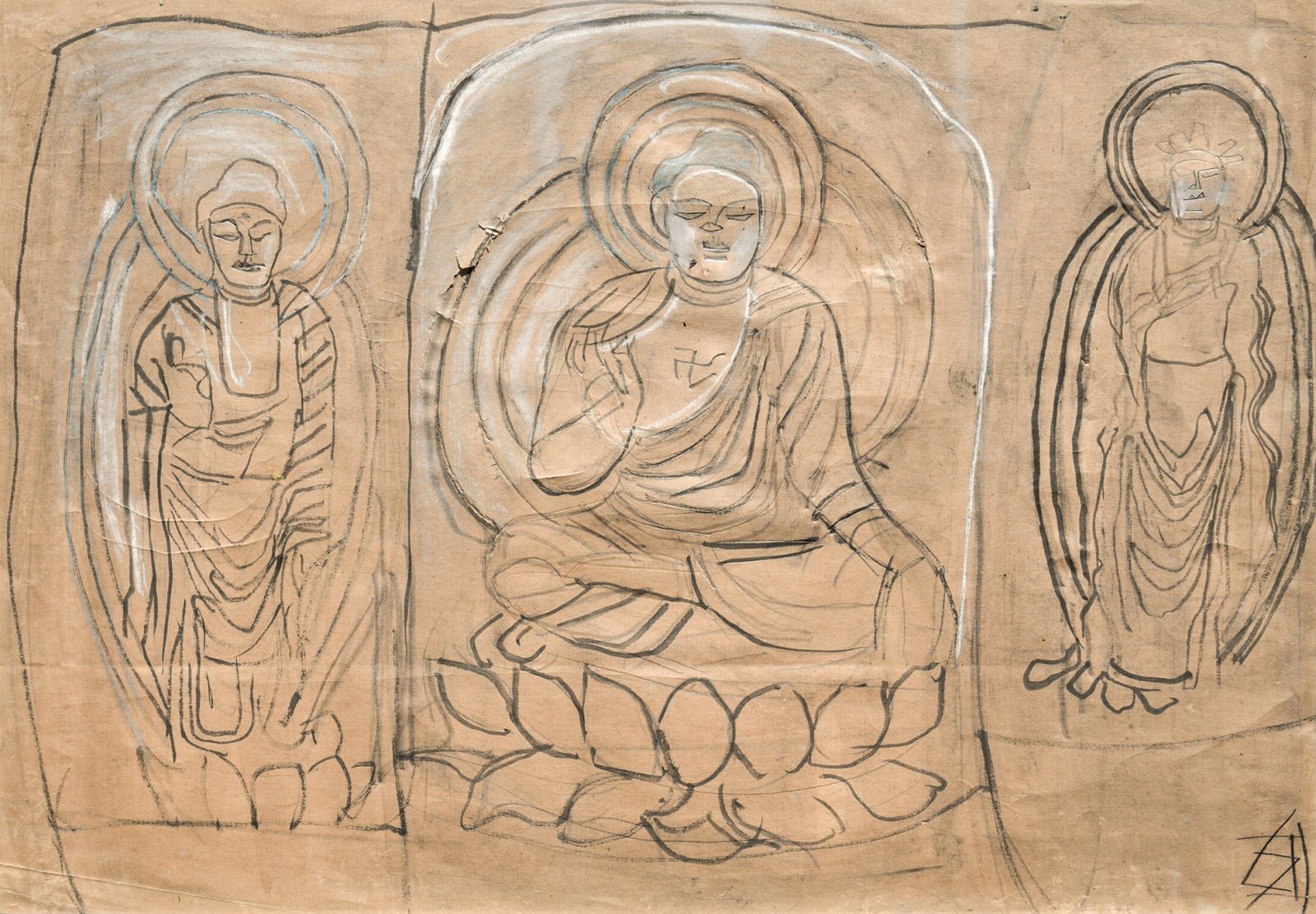 画像1: 須田剋太画額「地獄谷石仏」