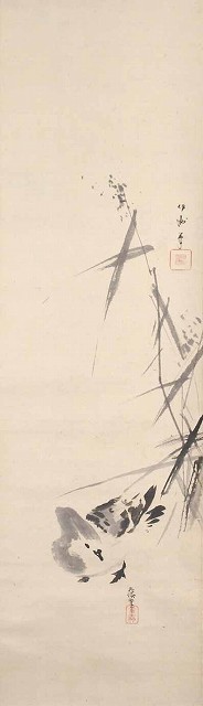 画像1: 菊田伊洲・喜多武清合作三幅対「達磨・花鳥図」