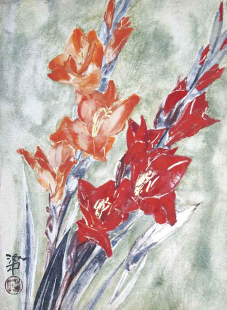 画像1: 池田洛中画「花」